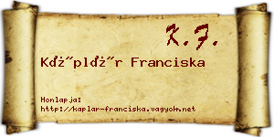 Káplár Franciska névjegykártya